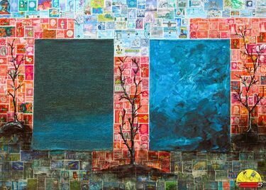 Stamp art Stefan Jürgens | Beginning - The inner window